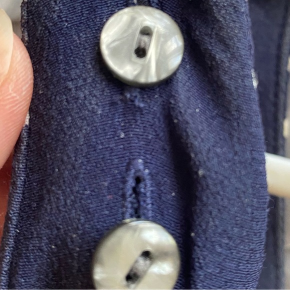 ANTHROPOLOGIE navy, polka-dot maxi jumpsuit with flowing fabric - Picture 5 of 8